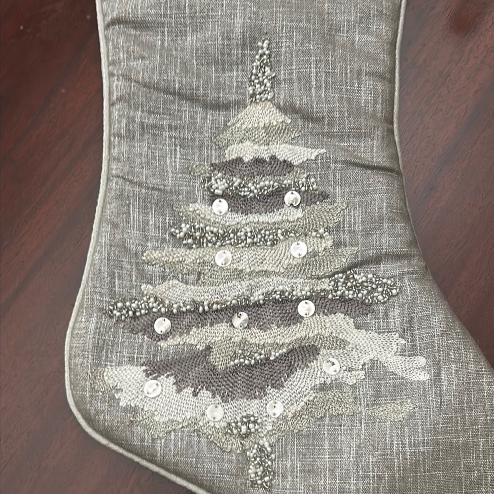 Pier 1 Metallic Silver Holiday Stocking